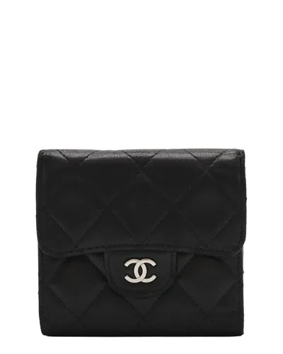 Pre-owned Chanel Black Leather Matelasse Coco Mark Wallet (authentic Pre-loved)