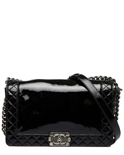 Pre-owned Chanel Black Leather Medium Boy Reverso Flap (authentic Pre-loved)