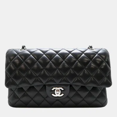 Pre-owned Chanel Black Leather Medium Classic Double Flap Shoulder Bag