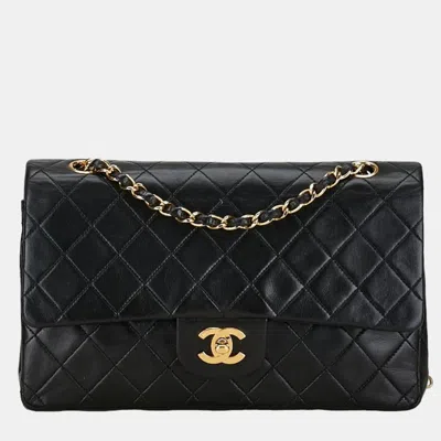 Pre-owned Chanel Black Leather Medium Classic Double Flap Shoulder Bag