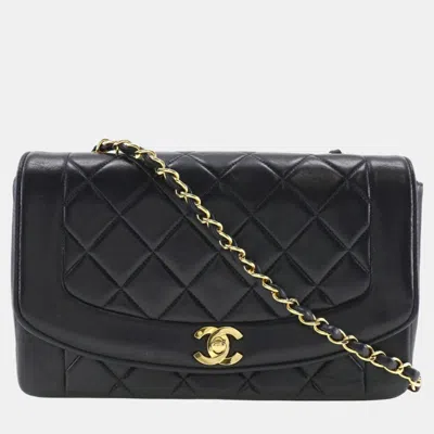 Pre-owned Chanel Black Leather Medium Vintage Diana Shoulder Bag