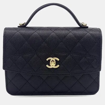 Pre-owned Chanel Black Leather Mini Flap Backpack