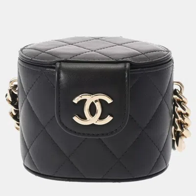 Pre-owned Chanel Black Leather Mini Vanity Case Clutch Bag