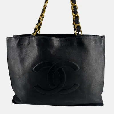 Pre-owned Chanel Black Leather Onesize Gst Tote