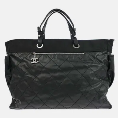 Pre-owned Chanel Black Leather Paris-biarritz Gm Tote Handbag