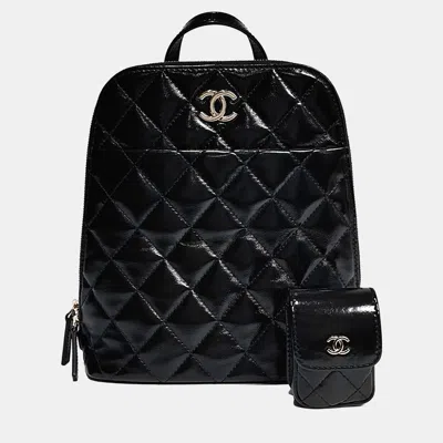Pre-owned Chanel Black Leather Patent Backpack