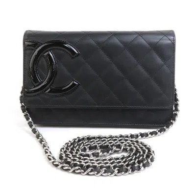 Pre-owned Chanel Black Leather Patent Leather Shoulder Bag ()