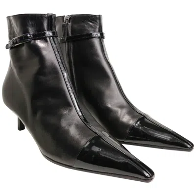 Pre-owned Chanel Black Leather Pointy Ankle Boots