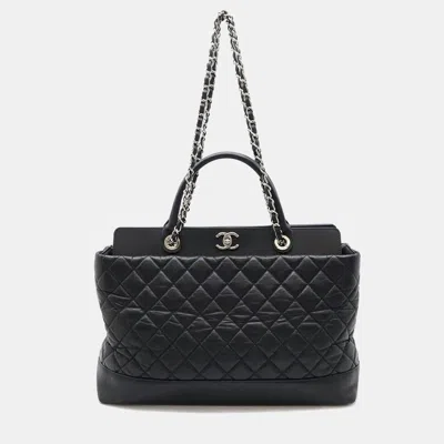 Pre-owned Chanel Black Leather Portobello Tote Bag