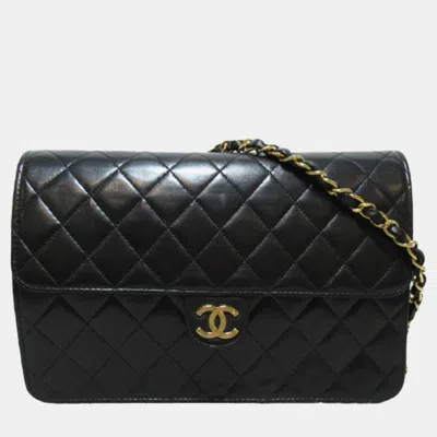 Pre-owned Chanel Black Leather Quilted Cc Flap Crossbody Bag