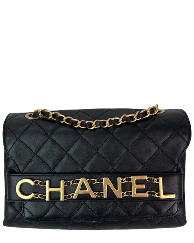 Pre-owned Chanel Black Leather Quilted Enchained Flap Shoulder Bag (authentic Pre-loved)