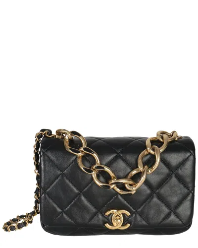 Pre-owned Chanel Black Leather Quilted Small Color Match Flap Bag (authentic Pre-loved)