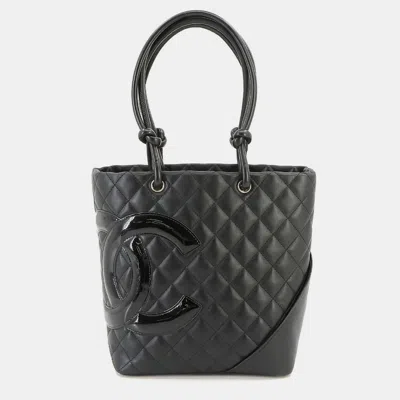 Pre-owned Chanel Black Leather Small Cambon Ligne Tote Bag