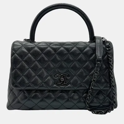 Pre-owned Chanel Black Leather Small Coco Handle Top Handle Bag