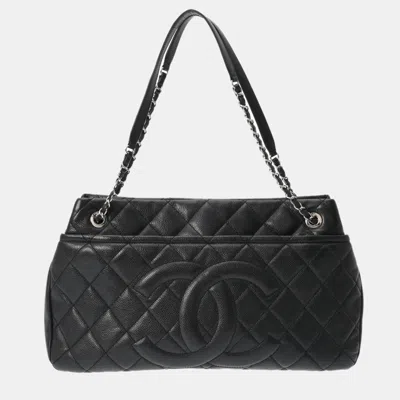 Pre-owned Chanel Matelasse Chain Tote Black Caviar Skin Bag