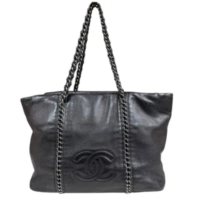Pre-owned Chanel Black Leather Tote Bag ()