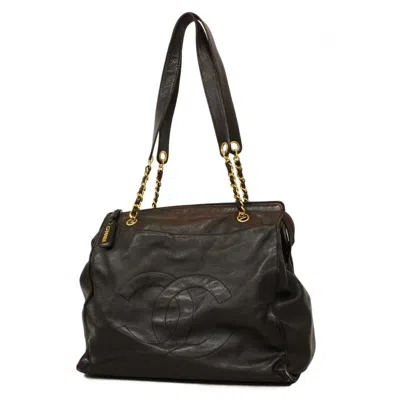 Pre-owned Chanel Black Leather Tote Bag ()