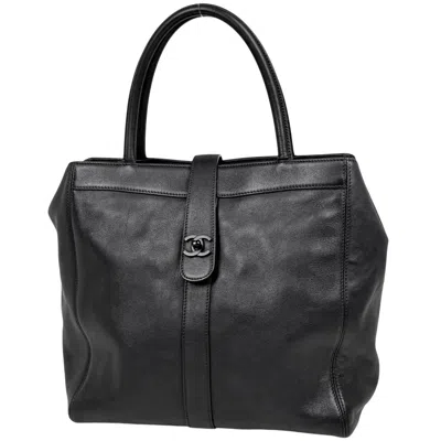Pre-owned Chanel Black Leather Tote Bag ()