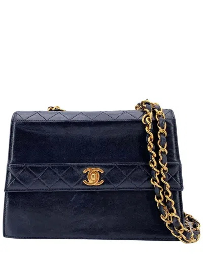 Pre-owned Chanel Black Leather Trapezio Crossbody (authentic Pre-loved)