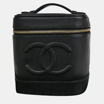 Pre-owned Chanel Black Leather Vanity Clutch