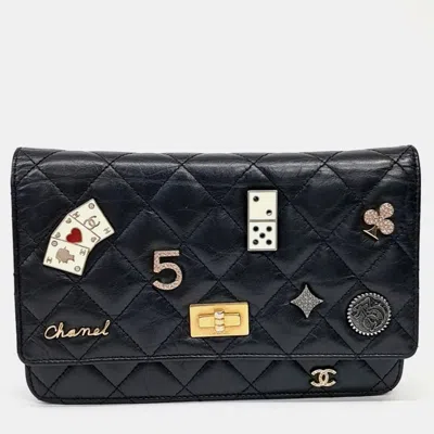 Pre-owned Chanel Black Leather Vintage 2.55 Lucky Charm Casino Woc Mini Crossbody Bag