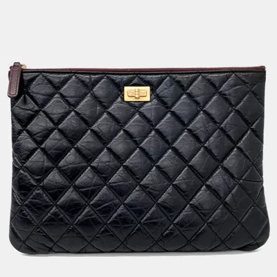 Pre-owned Chanel Black Leather Vintage Clutch New Medium
