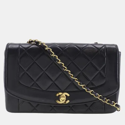 Pre-owned Chanel Black Leather Vintage Diana Flap Bag
