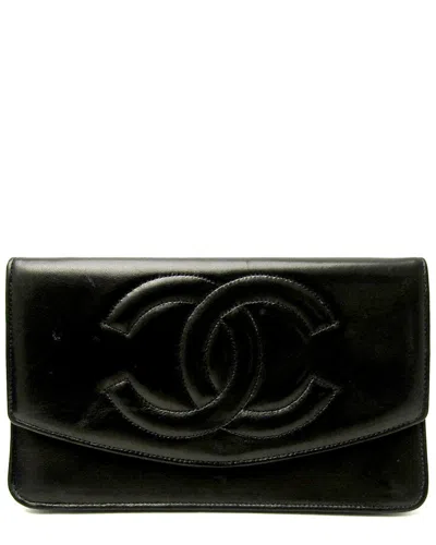 Pre-owned Chanel Black Leather Wallet (authentic )