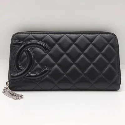 Pre-owned Chanel Black Leather Wallet (bi-fold) ()