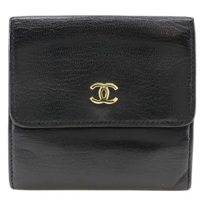 Pre-owned Chanel Black Leather Wallet (bi-fold) ()