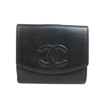 Pre-owned Chanel Black Leather Wallet (bi-fold) ()