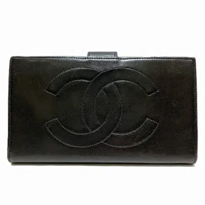Pre-owned Chanel Black Leather Wallet (bi-fold) ()