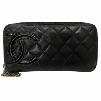 Pre-owned Chanel Black Leather Wallet (bi-fold) ()