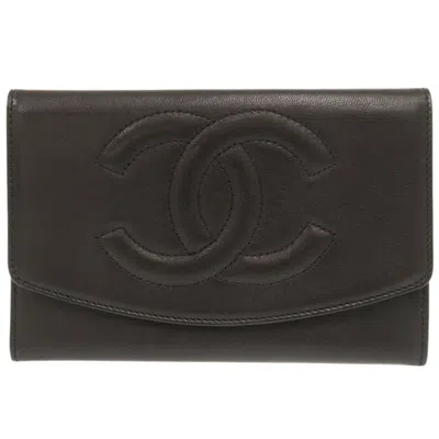 Pre-owned Chanel Black Leather Wallet (bi-fold) ()
