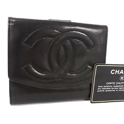 Pre-owned Chanel Black Leather Wallet (bi-fold) ()