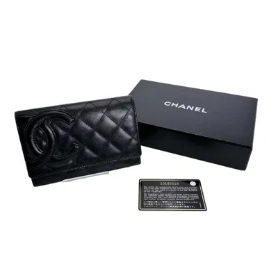 Pre-owned Chanel Black Leather Wallet (bi-fold) ()