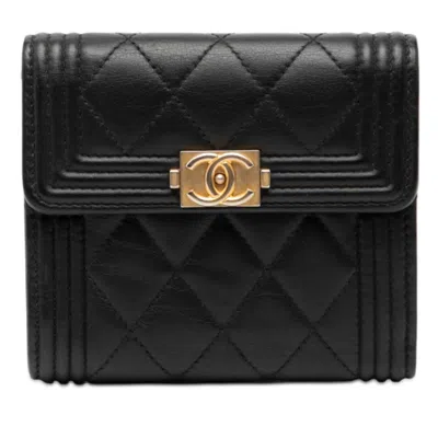 Pre-owned Chanel Black Leather Wallet (bi-fold) ()