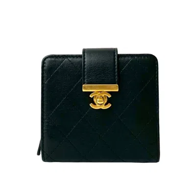 Pre-owned Chanel Black Leather Wallet (bi-fold) ()