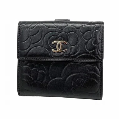 Pre-owned Chanel Black Leather Wallet (bi-fold) ()