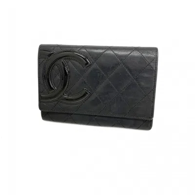 Pre-owned Chanel Black Leather Wallet (bi-fold) ()