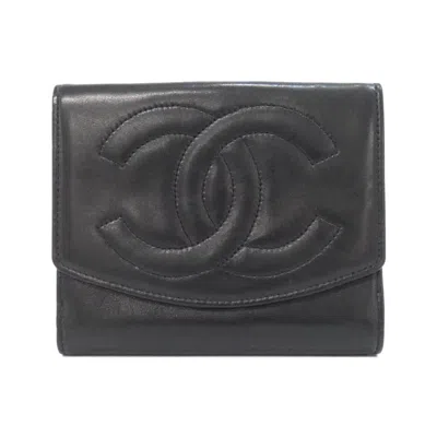 Pre-owned Chanel Black Leather Wallet (bi-fold) ()