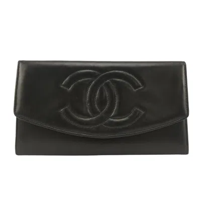 Pre-owned Chanel Black Leather Wallet (bi-fold) ()
