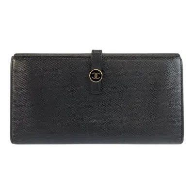 Pre-owned Chanel Black Leather Wallet (bi-fold) ()