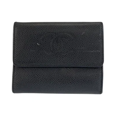 Pre-owned Chanel Black Leather Wallet (bi-fold) ()