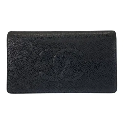 Pre-owned Chanel Black Leather Wallet (bi-fold) ()
