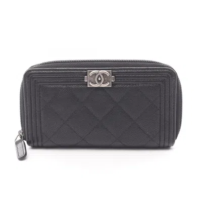 Pre-owned Chanel Black Leather Wallet (bi-fold) ()