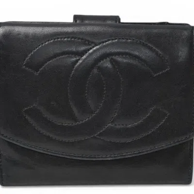 Pre-owned Chanel Black Leather Wallet (bi-fold) ()