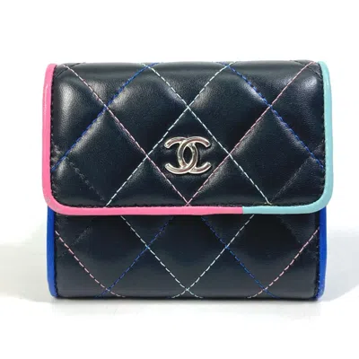 Pre-owned Chanel Black Leather Wallet (tri-fold) ()
