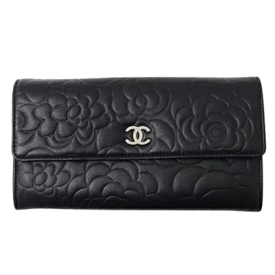 Pre-owned Chanel Black Leather Wallet (tri-fold) ()