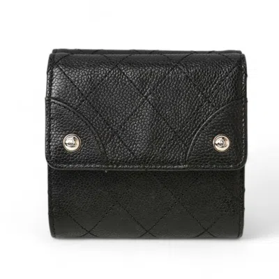 Pre-owned Chanel Black Leather Wallet (tri-fold) ()